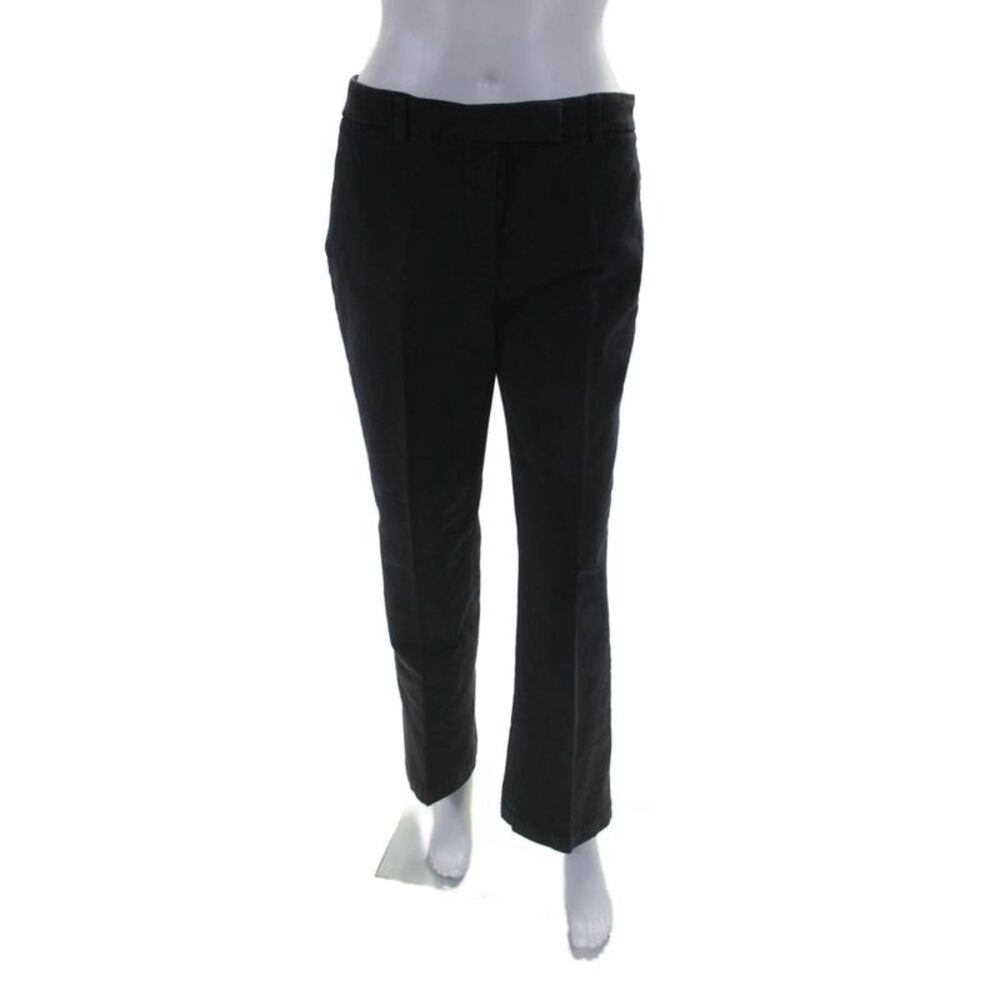 QL2 Womens Cotton High Rise Flat Front Bootcut Trousers Blue Size 44
